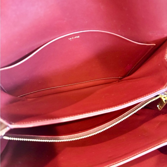 Celine triomphe classique box Medium Calfskin Dark red Wine red canvas handbag - Picture 11 of 16